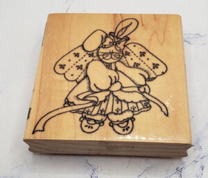 Quilted Bunny Angel Finders Keepers Wood Mounted Artistic Rubber Stamp